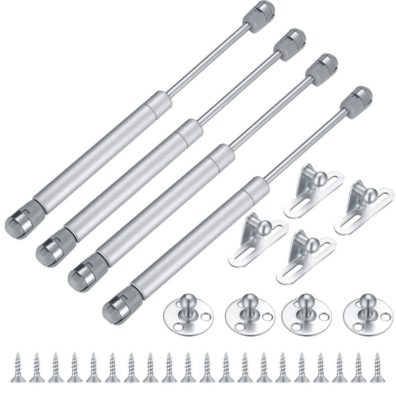 Generic PanBeiQi 4 Pcs Gas Lift Strut Kit, Gas Spring Strut Lift Stay Support, 100N/10KG Kitchen Cupboard Wardrobe Cabinet Door Soft Close Gas Spring Strut Damper Hinge Flap Fittings Door Stay  - Image 1