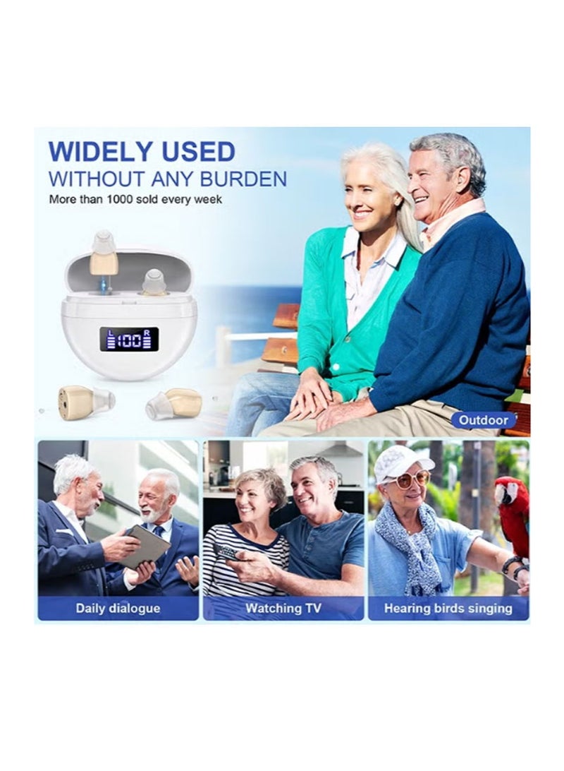 CIC Hearing Aid, Rechargeable Noise Reduction, 2 Modes 5-Level Volume, With Audio Tracker, For Seniors OTC Use - Image 3
