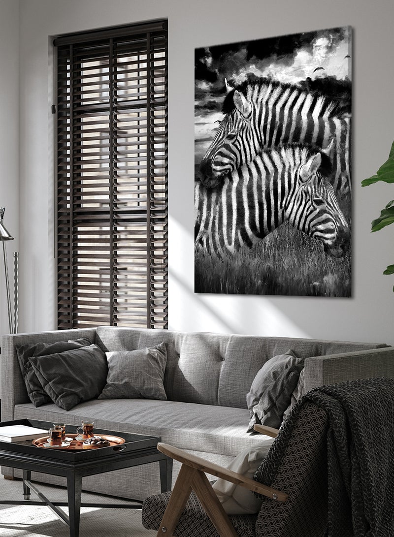 LOWHA Canvas Wall Art Stretched Over Wooden Frame with Zebra Oil Painting Painting - Image 1