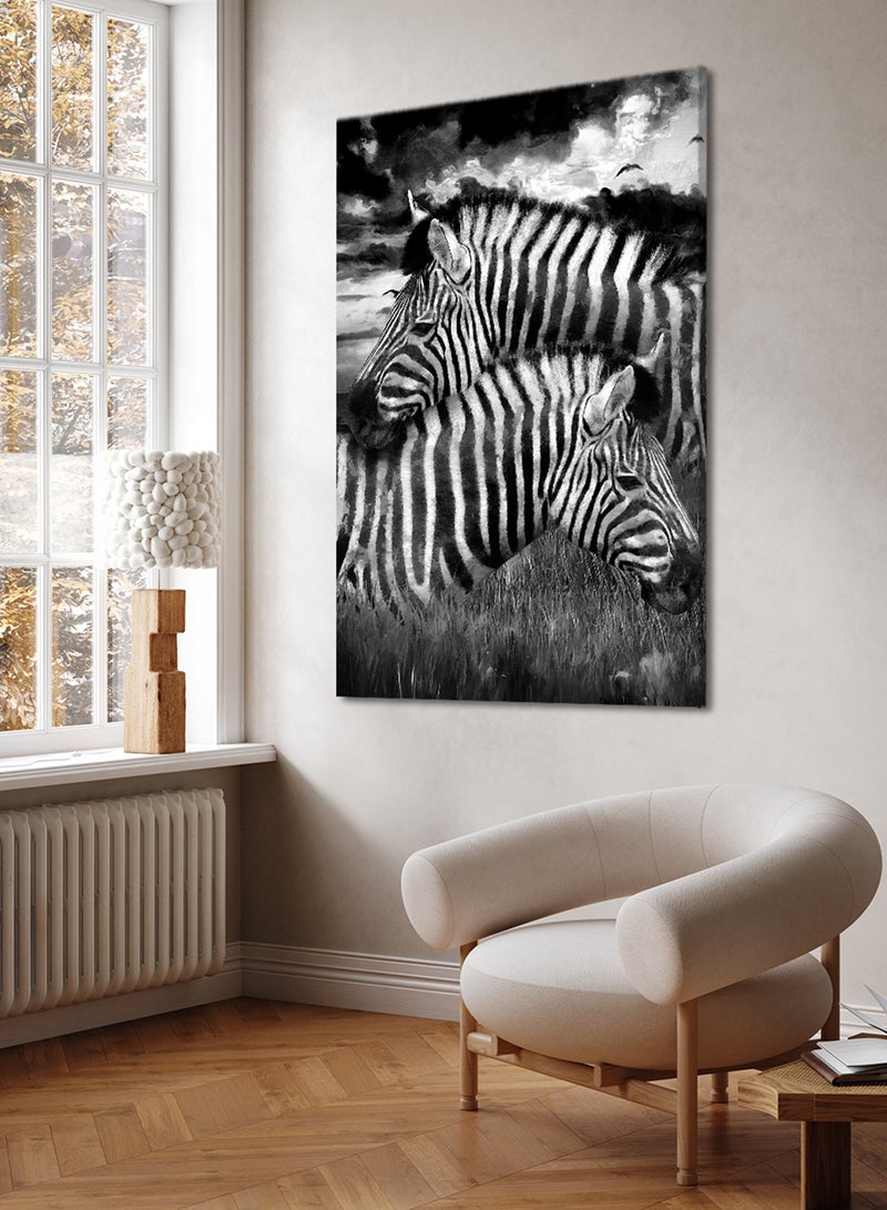 LOWHA Canvas Wall Art Stretched Over Wooden Frame with Zebra Oil Painting Painting - Image 3