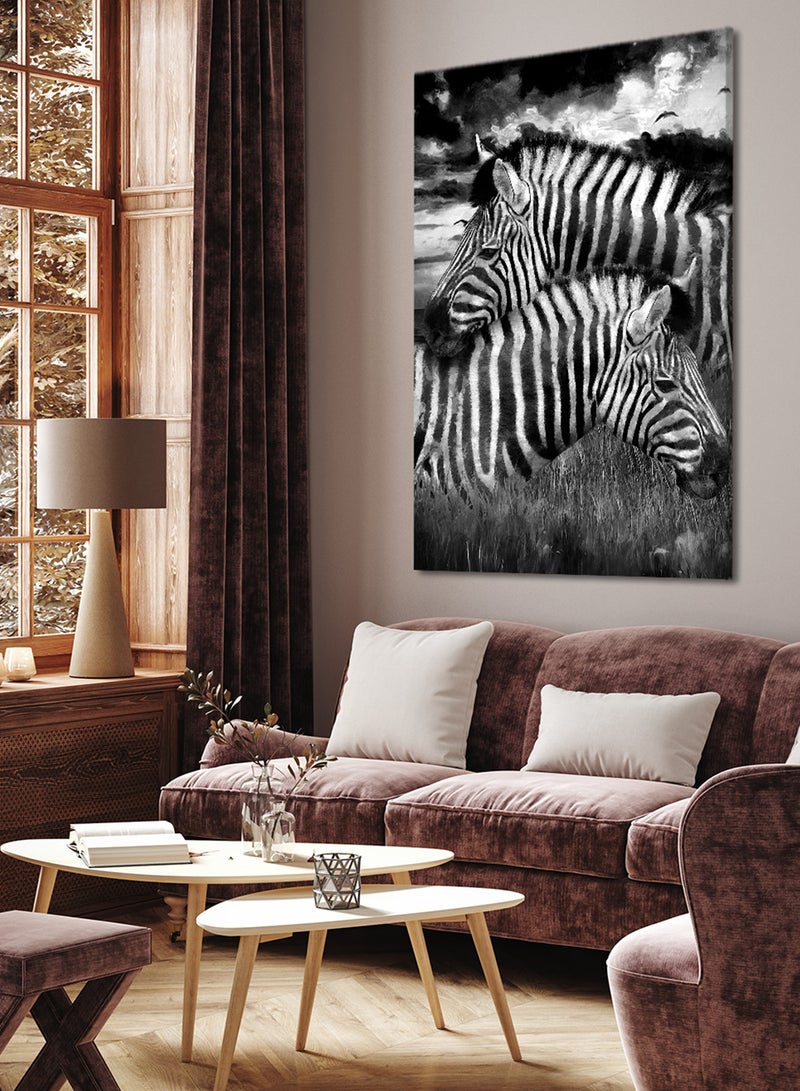 LOWHA Canvas Wall Art Stretched Over Wooden Frame with Zebra Oil Painting Painting - Image 2