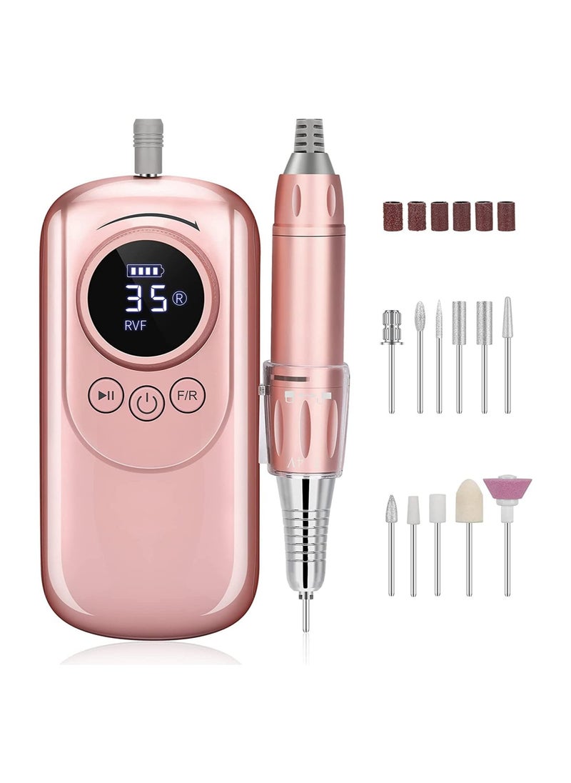 Excefore Rechargeable Nail Drill Portable E File Nail Drill with Display Screen 35000 RPM Professional Electric Nail File Kit with 11 Nail Drill Bits for Acrylic Gel Nails Manicure Pedicure Polishing Shape  - Image 1