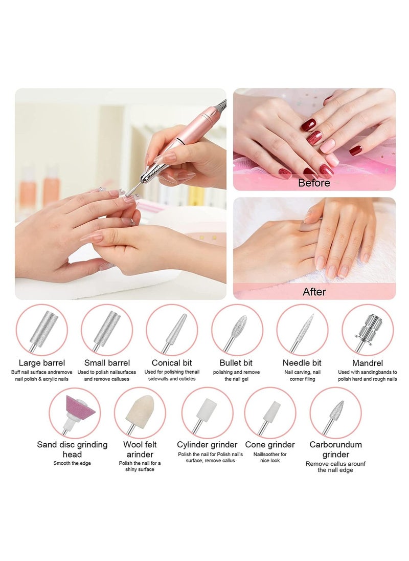 Excefore Rechargeable Nail Drill Portable E File Nail Drill with Display Screen 35000 RPM Professional Electric Nail File Kit with 11 Nail Drill Bits for Acrylic Gel Nails Manicure Pedicure Polishing Shape  - Image 5