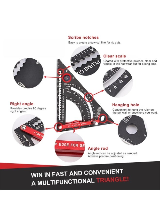 مربع نجار 7 بوصة أدوات نجارة مربع ذكي، مربع رافدة قابل للتعديل أدوات نجارة، مربع تأطير مركب، مربعات نجارة من الألومنيوم، هدية للنجار - Image 2