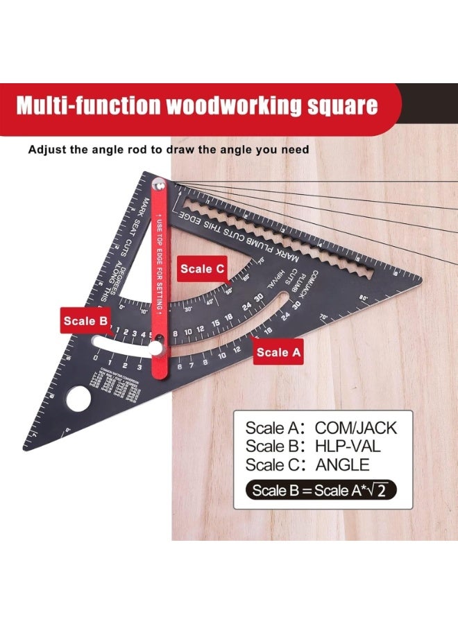 مربع نجار 7 بوصة أدوات نجارة مربع ذكي، مربع رافدة قابل للتعديل أدوات نجارة، مربع تأطير مركب، مربعات نجارة من الألومنيوم، هدية للنجار - Image 3