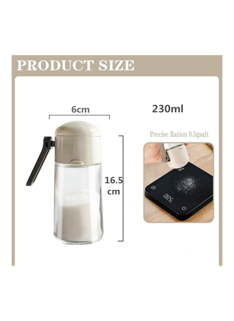 Hawaii 2 Pcs Salt and Pepper Shakers Glass Bottle Spice Jar Seasoning Jar with Lid Sealed Quantitative 0.5g Salt Each Press Ration Salt Shakers Spice Dispenser Seasoning Container  - Image 2