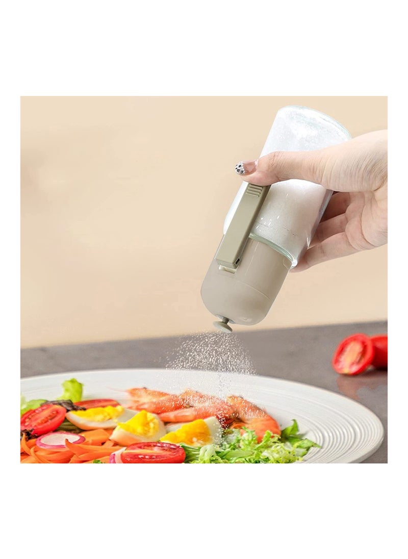 Hawaii 2 Pcs Salt and Pepper Shakers Glass Bottle Spice Jar Seasoning Jar with Lid Sealed Quantitative 0.5g Salt Each Press Ration Salt Shakers Spice Dispenser Seasoning Container  - Image 4