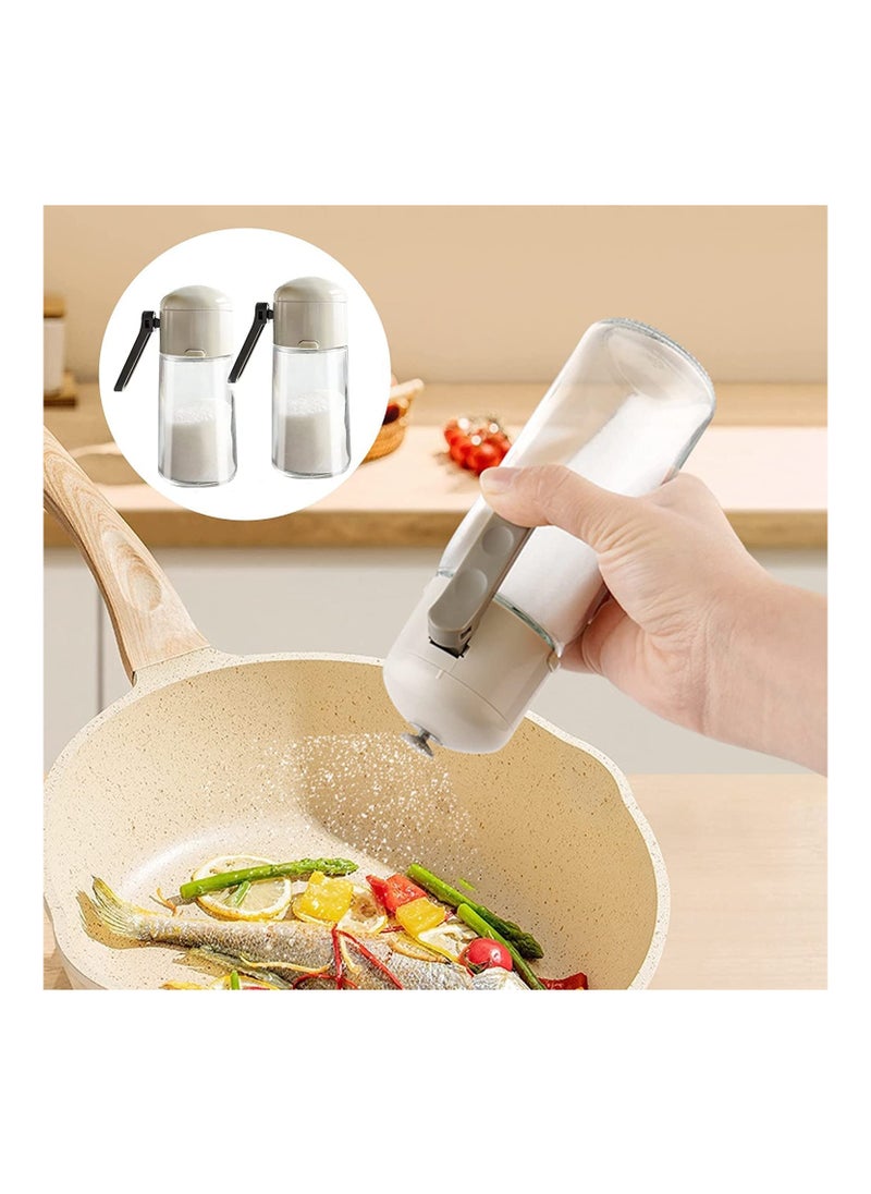 Hawaii 2 Pcs Salt and Pepper Shakers Glass Bottle Spice Jar Seasoning Jar with Lid Sealed Quantitative 0.5g Salt Each Press Ration Salt Shakers Spice Dispenser Seasoning Container  - Image 1