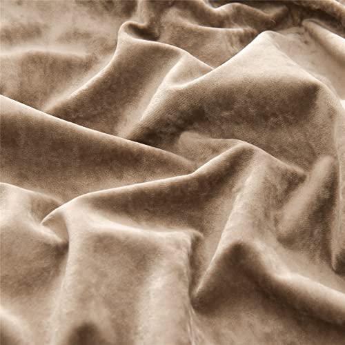 Fredsure Distressed Velvet Comforter Set, 5 Pieces Khaki King, Distressed Velvet Face and Brushed Microfiber Reverse - Image 5