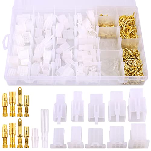 Glarks 700Pcs 2.8mm 2 3 4 6 9 Pin Plug Housing Pin Header Crimp Electrical Wire Terminals Connector and 30 Sets 4mm Car Motorcycle Bullet Terminal Assortment Kit for Motorcycle, Bike, Car, Boats - Image 1