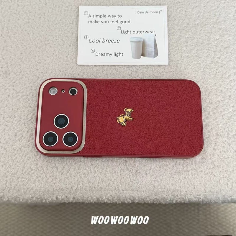 غطاء واقي بسيليكون لـ iPhone 16 / 16 Plus / 16 Pro / 16 Pro Max مع حبل تعليق ونقشة حصان صغير مع مقاوم للصدمات مع حماية من السقوط باللون أحمر من السيليكون للمكتب للاستخدام الخارجي - Image 4
