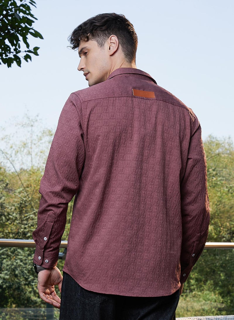 Campus Sutra Men's Grape Purple Obliqa-Utility Relaxed Shirt - Image 5