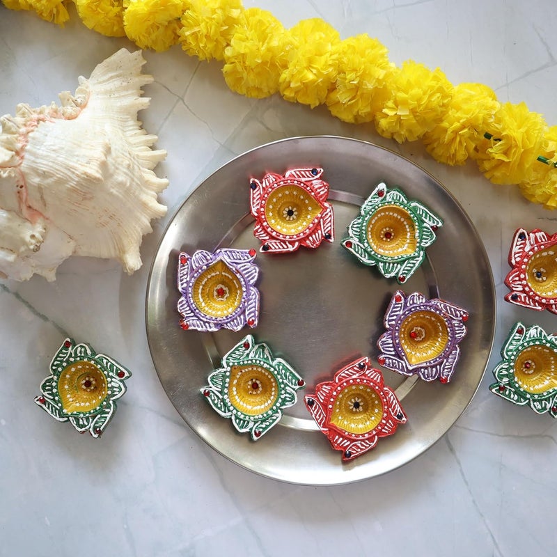 Indian Karigar 12 Diya for Diwali Diyas for Diwali Festival Terracotta Decorative Diyas for Diwali Decoration Items for Home Decor Diwali Diya Light Diwali Gifts for Family Diwali Decoration Items - Image 3