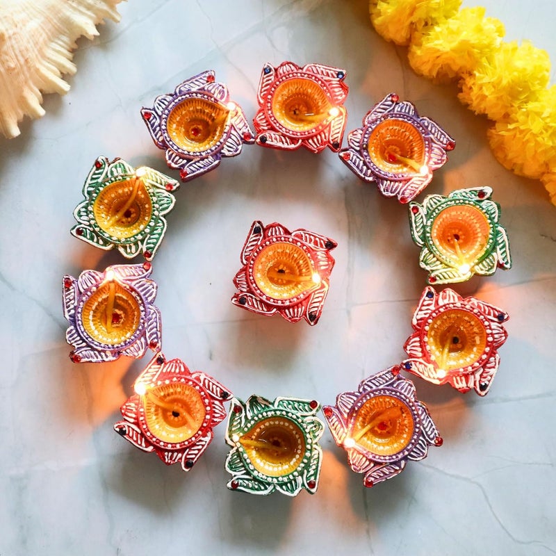 Indian Karigar 12 Diya for Diwali Diyas for Diwali Festival Terracotta Decorative Diyas for Diwali Decoration Items for Home Decor Diwali Diya Light Diwali Gifts for Family Diwali Decoration Items - Image 5