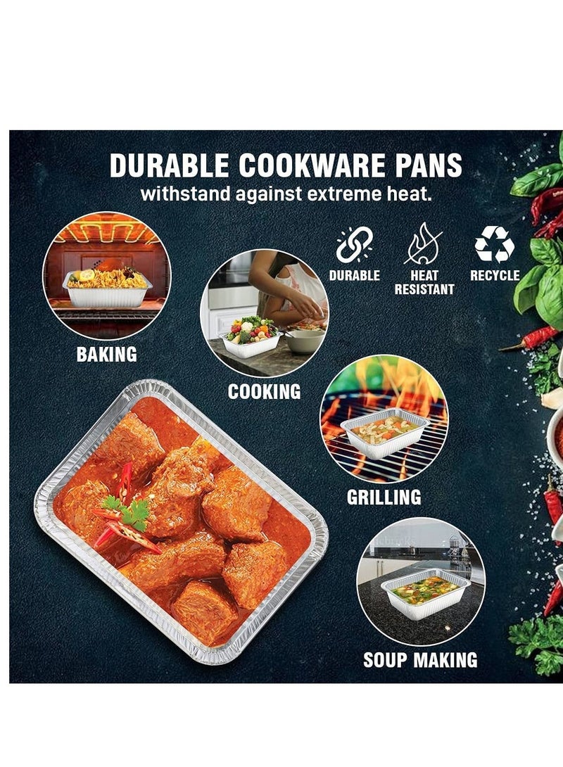 680CC 900PC Disposable Aluminium Containers Foil Pans with Lids for Food Storage