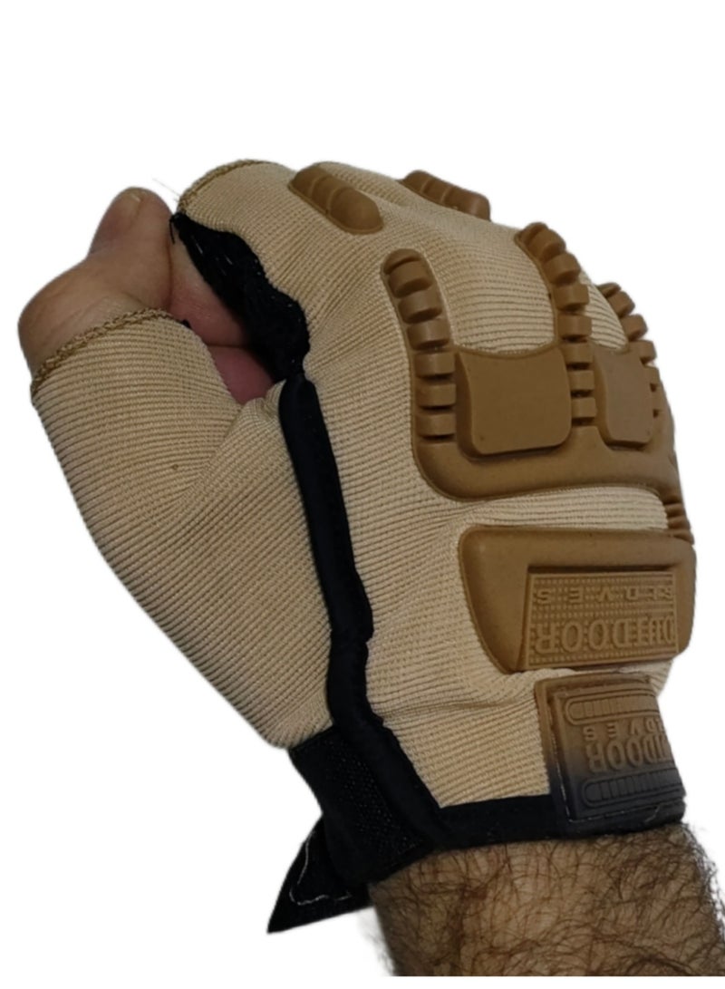 قفازات جلد نصف اصابع للأنشطة الرياضية والدراجات النارية - Image 1