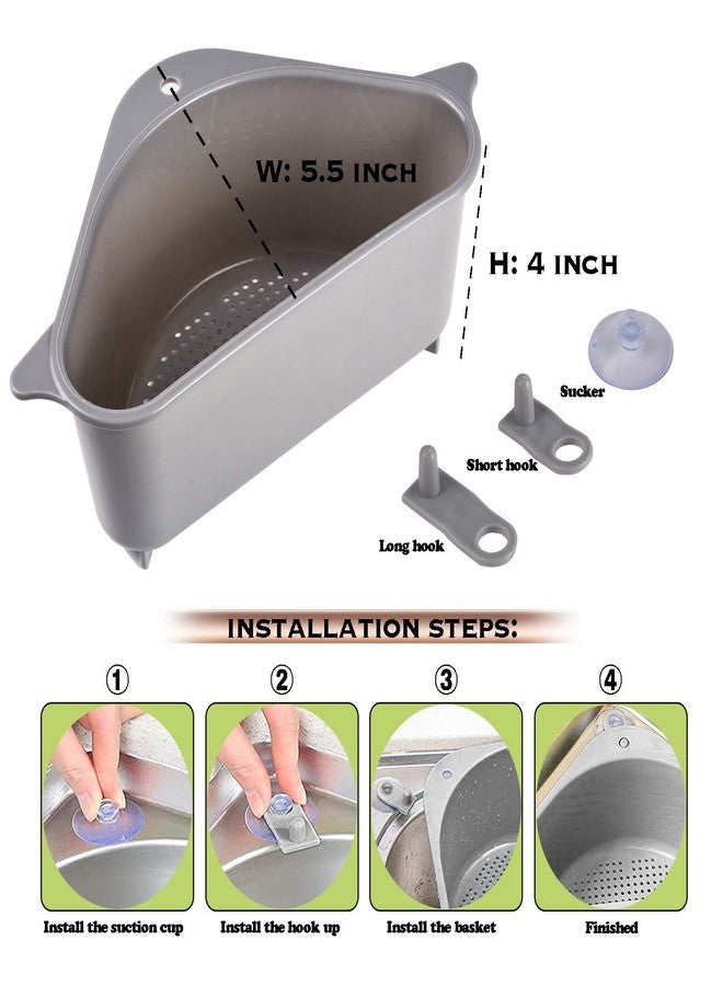 MOSHTU Sink Basket Multi-Functional Kitchen Triangle Drain Sink Storage Rack Storage Basket Washing Vegetables - Image 3