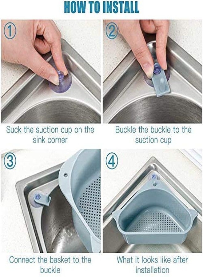 MOSHTU Sink Basket Multi-Functional Kitchen Triangle Drain Sink Storage Rack Storage Basket Washing Vegetables - Image 2