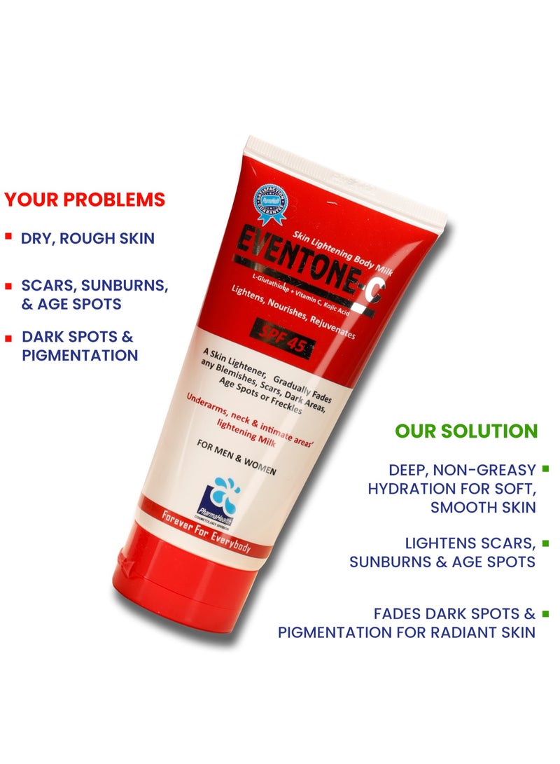 PharmaHealth Eventone C Radiance Body Milk 150ml | Brightening & Moisturizing Body Lotion with SPF 45 for Even-Tone, Smooth Skin - Image 3