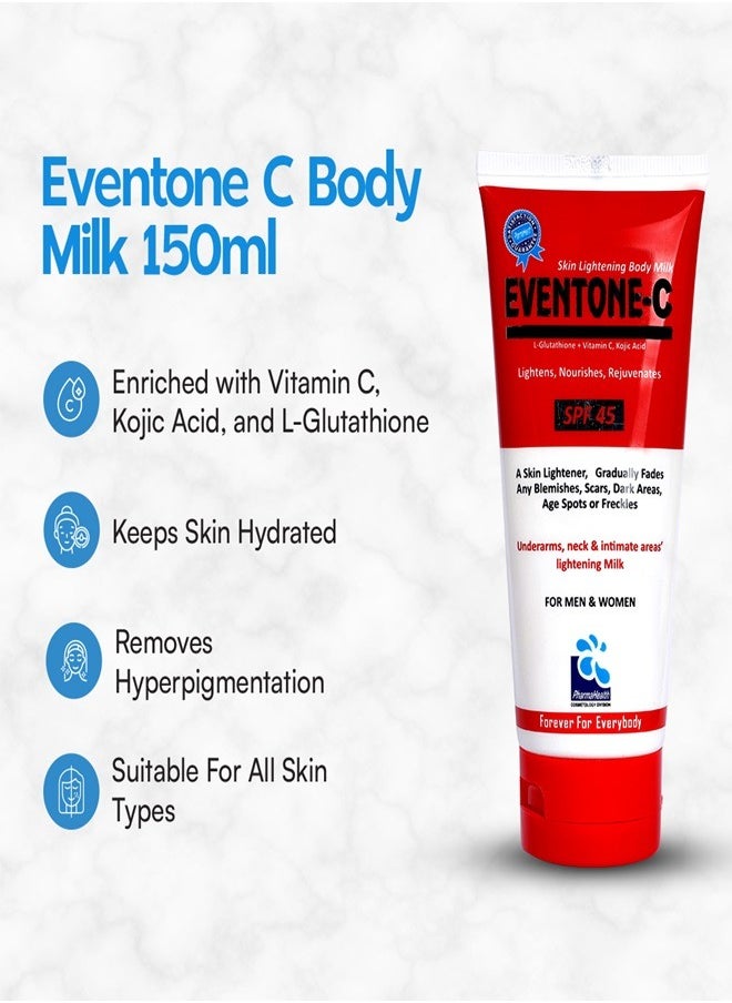 PharmaHealth - Eventone C Body Milk 150 ml Skin lightening and brightening body milk with SPF45 - Image 1