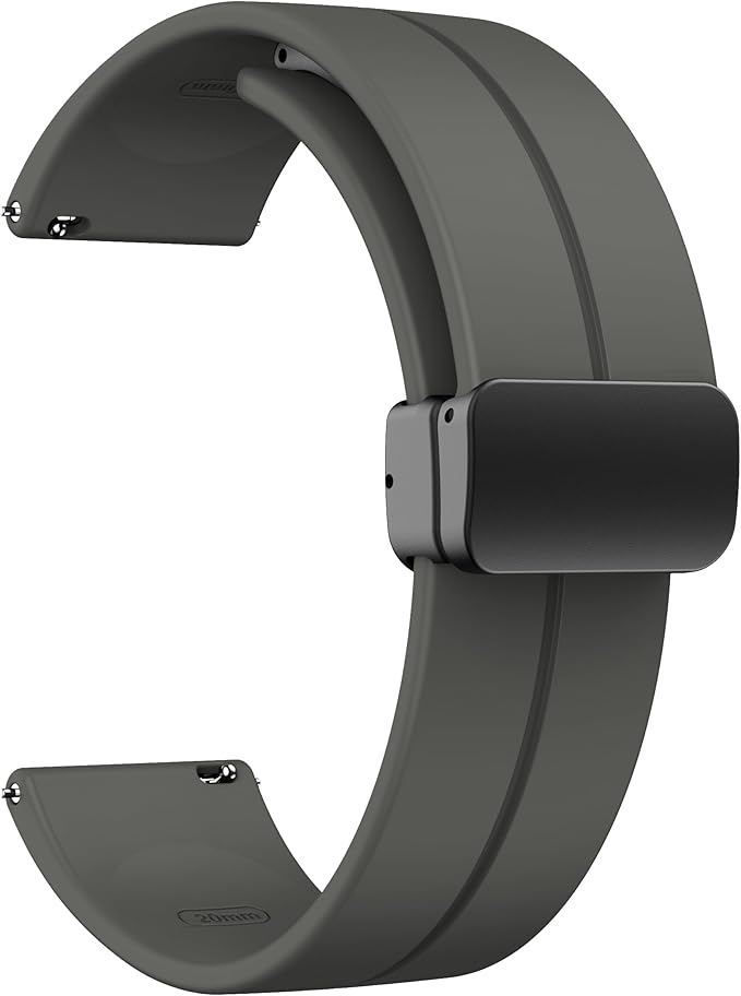 Unipha Magnetic Silicone Watch Band 22mm Quick Release, Soft Sport Strap with Magnetic Folding Clasp for Men & Women – Space Grey - Image 1