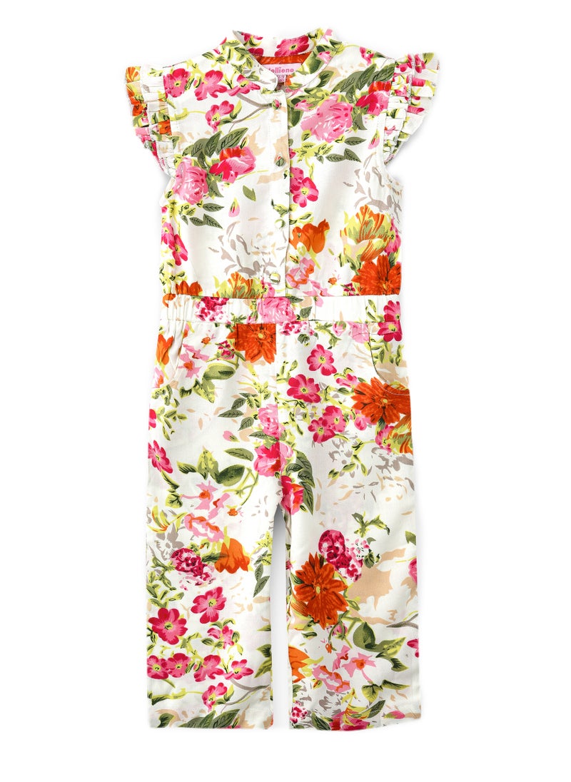 Jelliene - Sunshine Twirls: Girls' Floral Jumpsuit Breezy Comfort & Playful Fun - Image 1