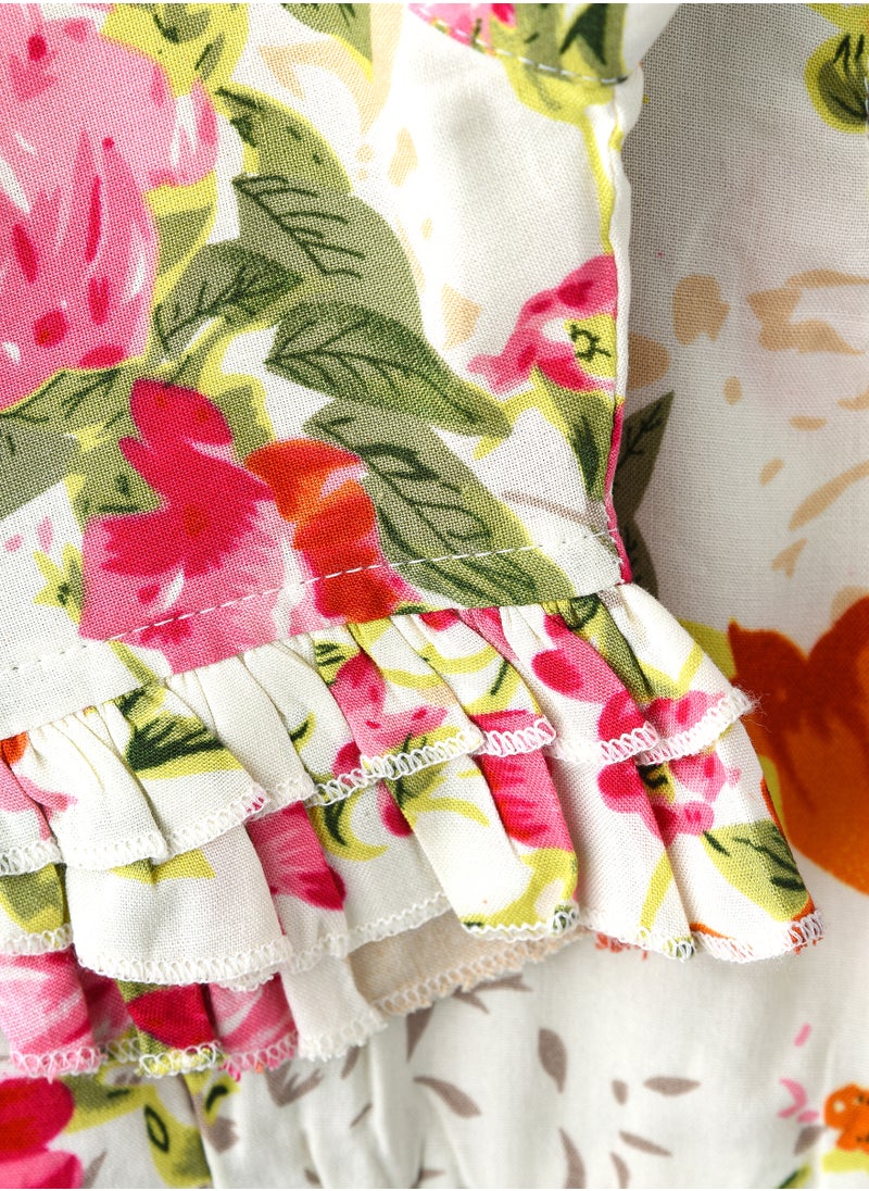 Jelliene - Sunshine Twirls: Girls' Floral Jumpsuit Breezy Comfort & Playful Fun - Image 1