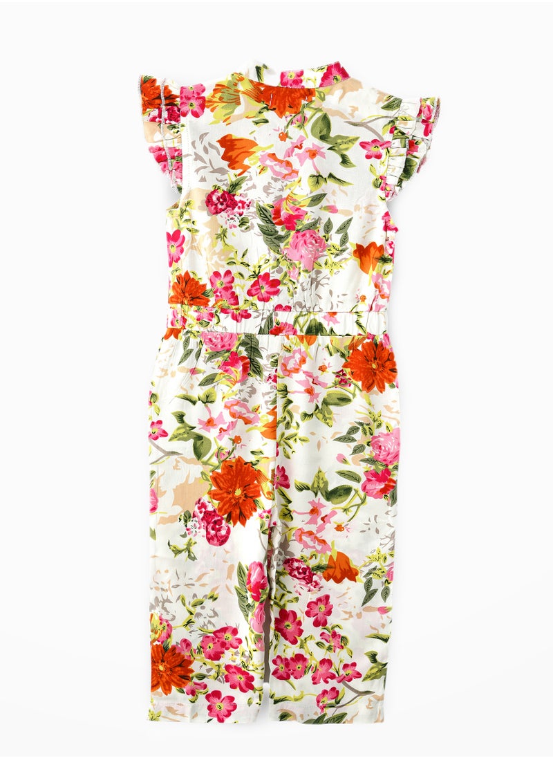 Jelliene - Sunshine Twirls: Girls' Floral Jumpsuit Breezy Comfort & Playful Fun - Image 1
