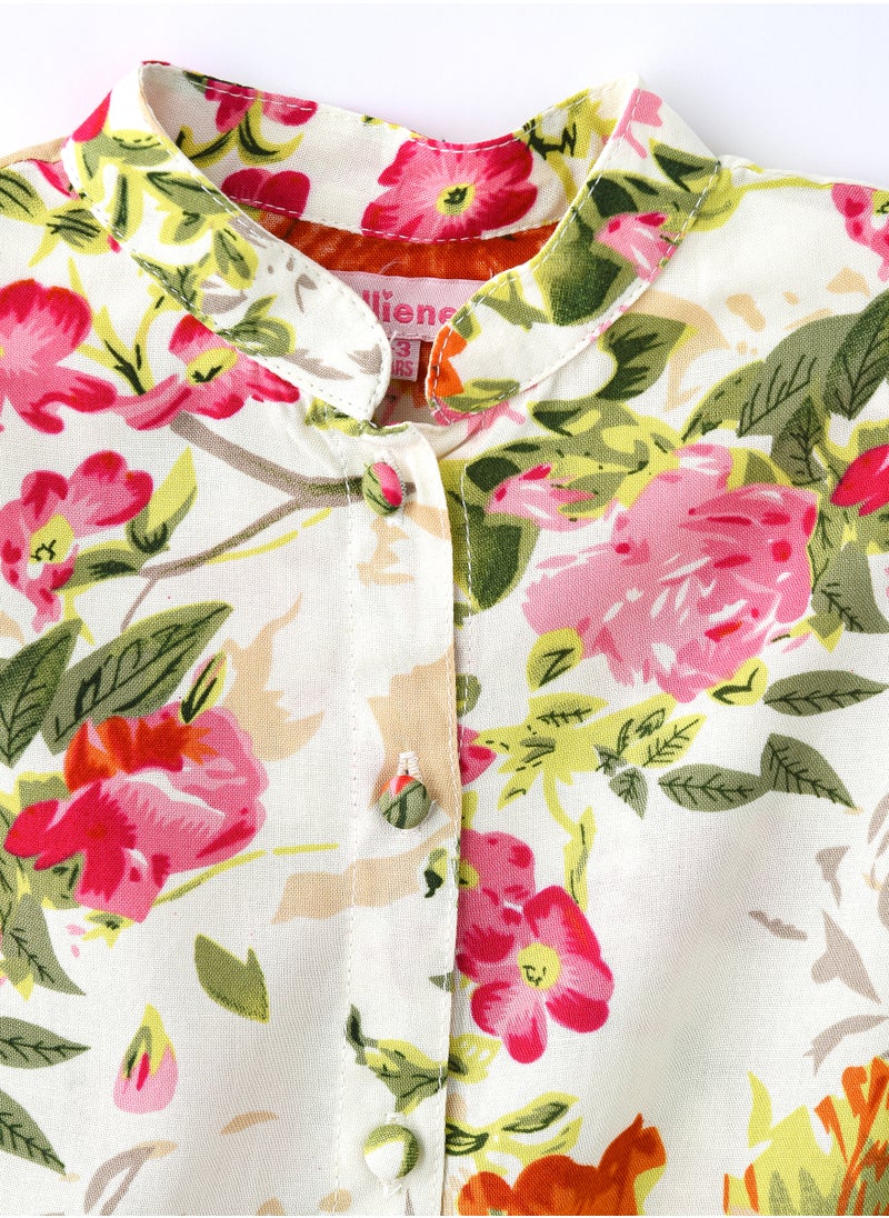 Jelliene - Sunshine Twirls: Girls' Floral Jumpsuit Breezy Comfort & Playful Fun - Image 1