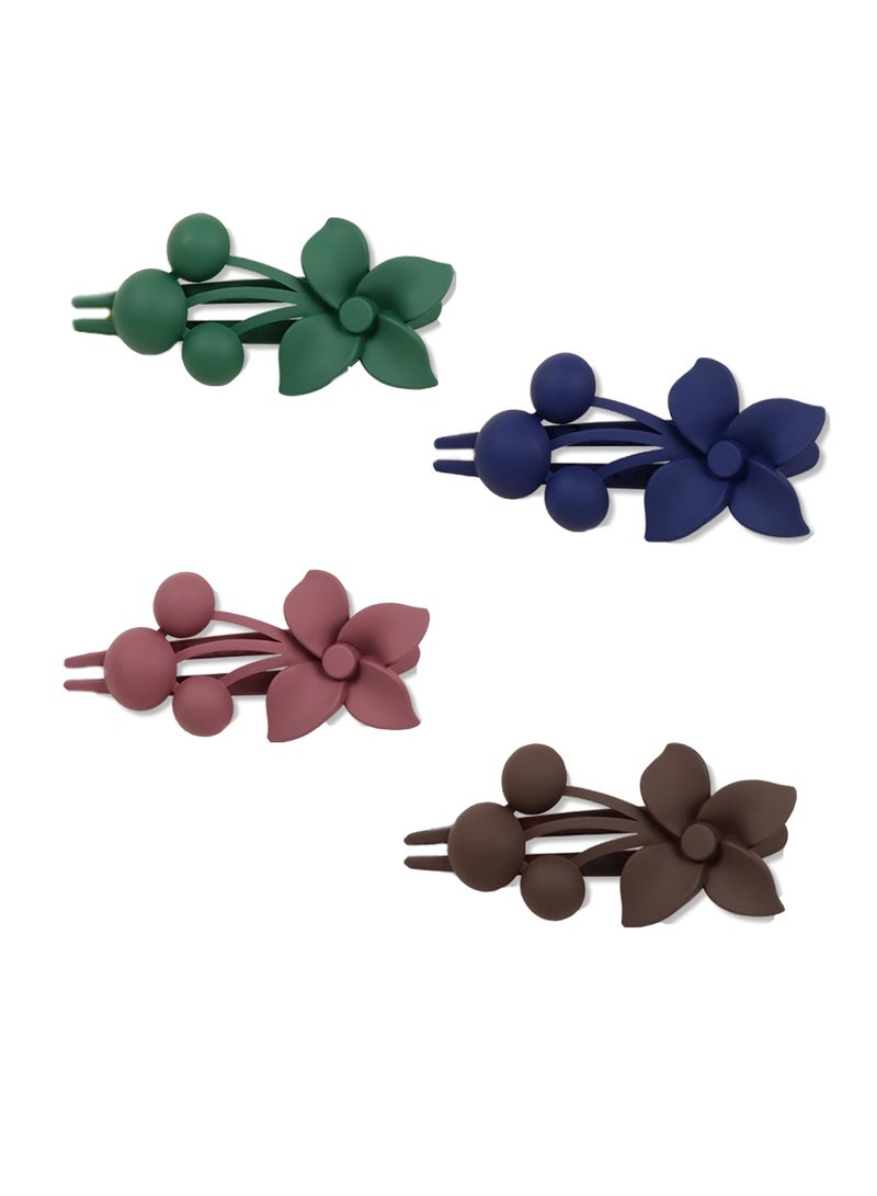 Excefore 4 قطع من مشابك الشعر على شكل زهرة، مشابك شعر كبيرة، مشابك شعر على شكل زهرة للنساء والفتيات ذات الشعر الكثيف، مشابك شعر كبيرة غير لامعة، مشابك شعر إكسسوارات للشعر الخفيف والكثيف - Image 1