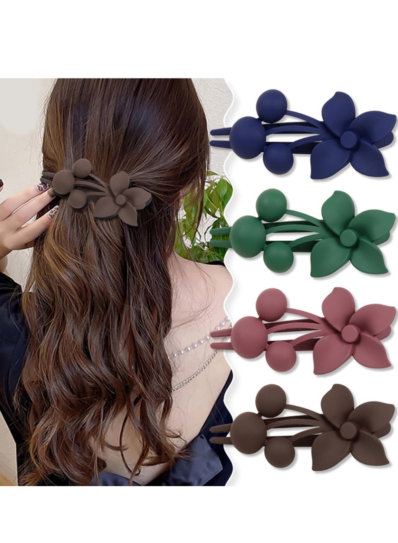 Excefore 4 قطع من مشابك الشعر على شكل زهرة، مشابك شعر كبيرة، مشابك شعر على شكل زهرة للنساء والفتيات ذات الشعر الكثيف، مشابك شعر كبيرة غير لامعة، مشابك شعر إكسسوارات للشعر الخفيف والكثيف - Image 2