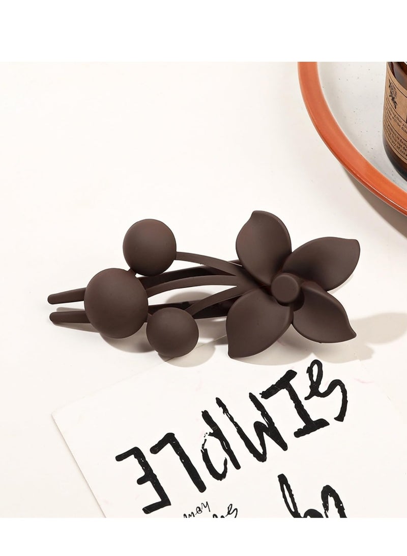 Excefore 4 قطع من مشابك الشعر على شكل زهرة، مشابك شعر كبيرة، مشابك شعر على شكل زهرة للنساء والفتيات ذات الشعر الكثيف، مشابك شعر كبيرة غير لامعة، مشابك شعر إكسسوارات للشعر الخفيف والكثيف - Image 5