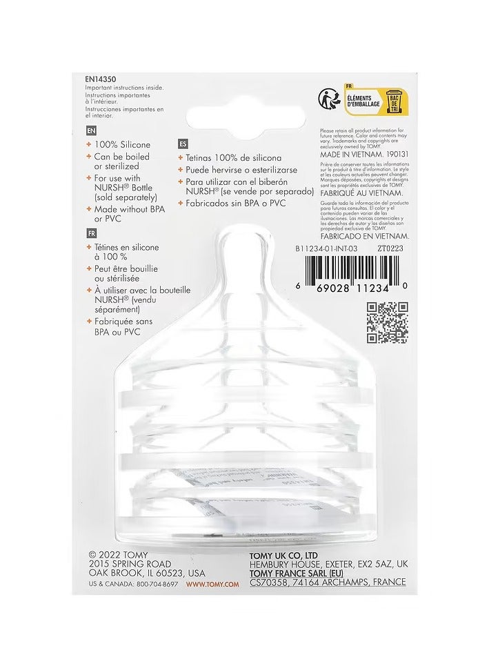 BOON Nursh Silicone Baby Bottle Nipples - Bottle Nipples for Boon Nursh Baby Bottles - Baby Bottle-Feeding Supplies - Fast Flow Baby Bottle Nipples - 3 Count  - Image 2