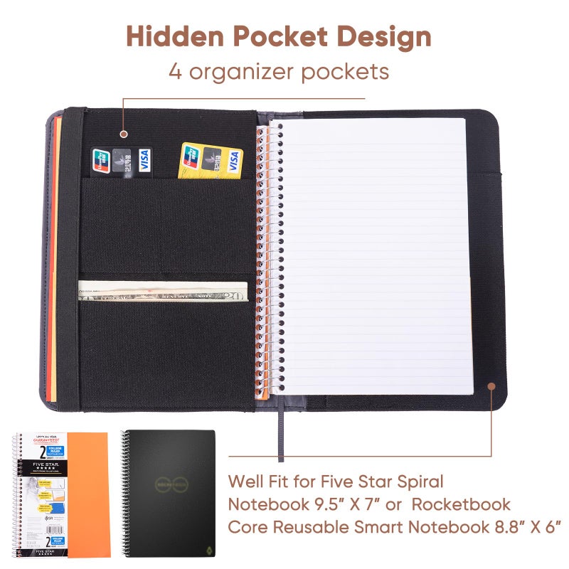 APOFFICE Journal Notebook Cover for Work, Journaling Notebooks Protector - Portfolio Organizer Compatible with Rocketbook Fusion, with Pen loop, Business Card Holder, File Pocket for accessories - Image 2