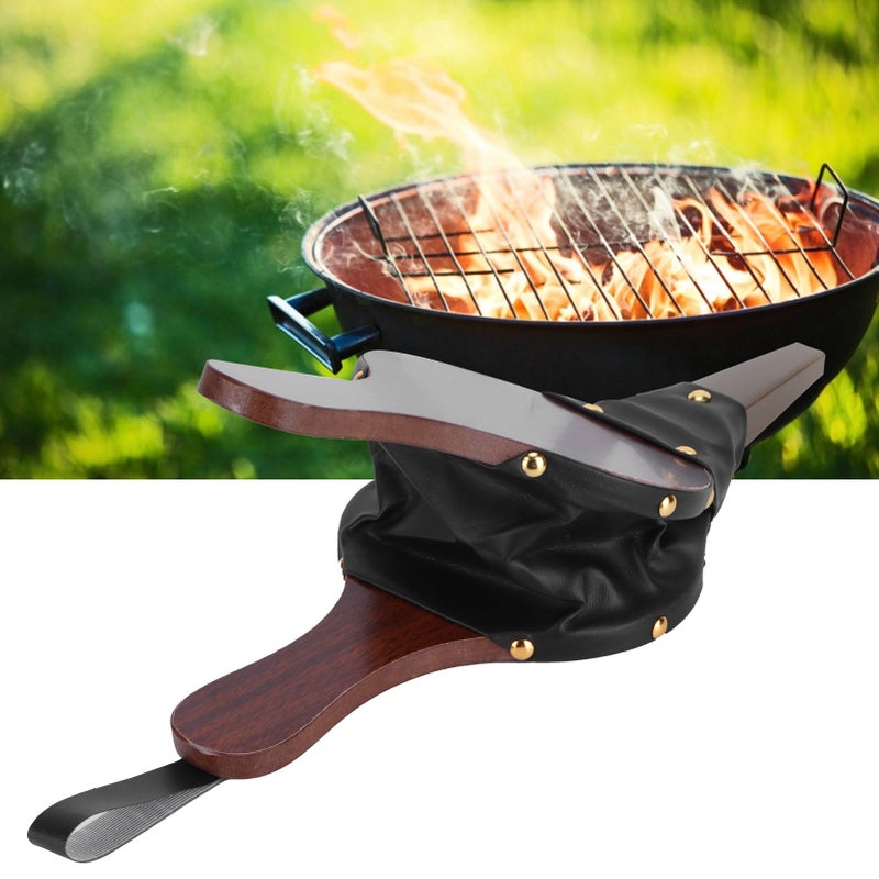 Manual Fireplace Bellow: Heat-Resistant Wood & Artificial Leather, Burn-Risk Reduction - Manual Air Blower for Outdoor Camping, BBQ, Home Fireplace Use - Image 5
