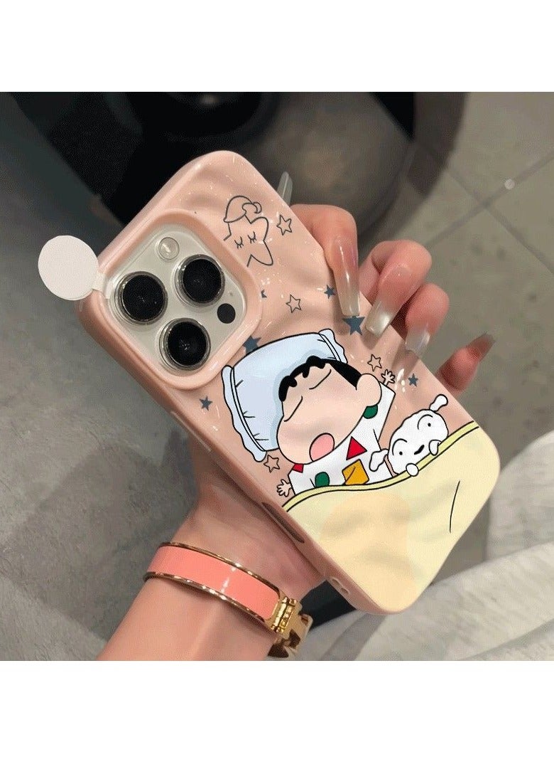 NIBEMINENT Sleep Xiao Xin Protective TPU Case Cover For iPhone 16 Pro, Pink