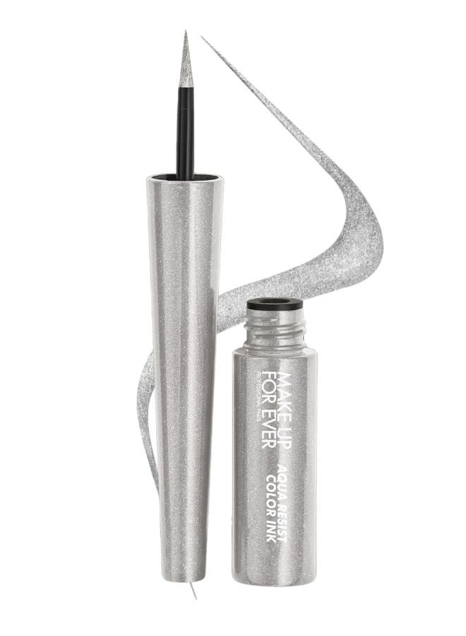 ميك اب فور ايفر محدد عيون أكوا ريزيست كولور إنك من ميك أب فور إيفر، 2 مل - لون 07 فضي باور (فضي معدني) - محدد عيون سائل مقاوم للماء والتلطخ ويدوم 24 ساعة - Image 1