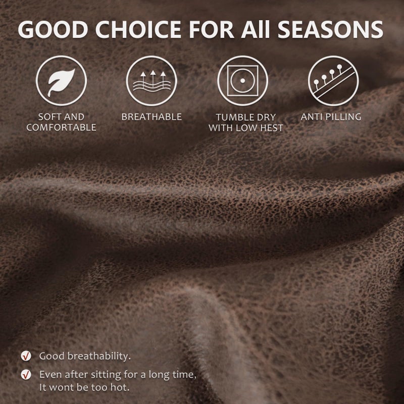 ANARACHON Leather Look Recliner Chair Covers Stay in Place 4-Piece Lazy Boy Recliner Slipcovers for Reclining Chair Furniture Protector Spandex Fabric Washable (Large, Dark Brown) - Image 5