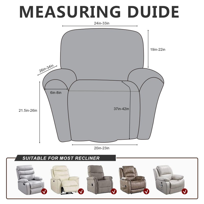 ANARACHON Leather Look Recliner Chair Covers Stay in Place 4-Piece Lazy Boy Recliner Slipcovers for Reclining Chair Furniture Protector Spandex Fabric Washable (Large, Dark Brown) - Image 3