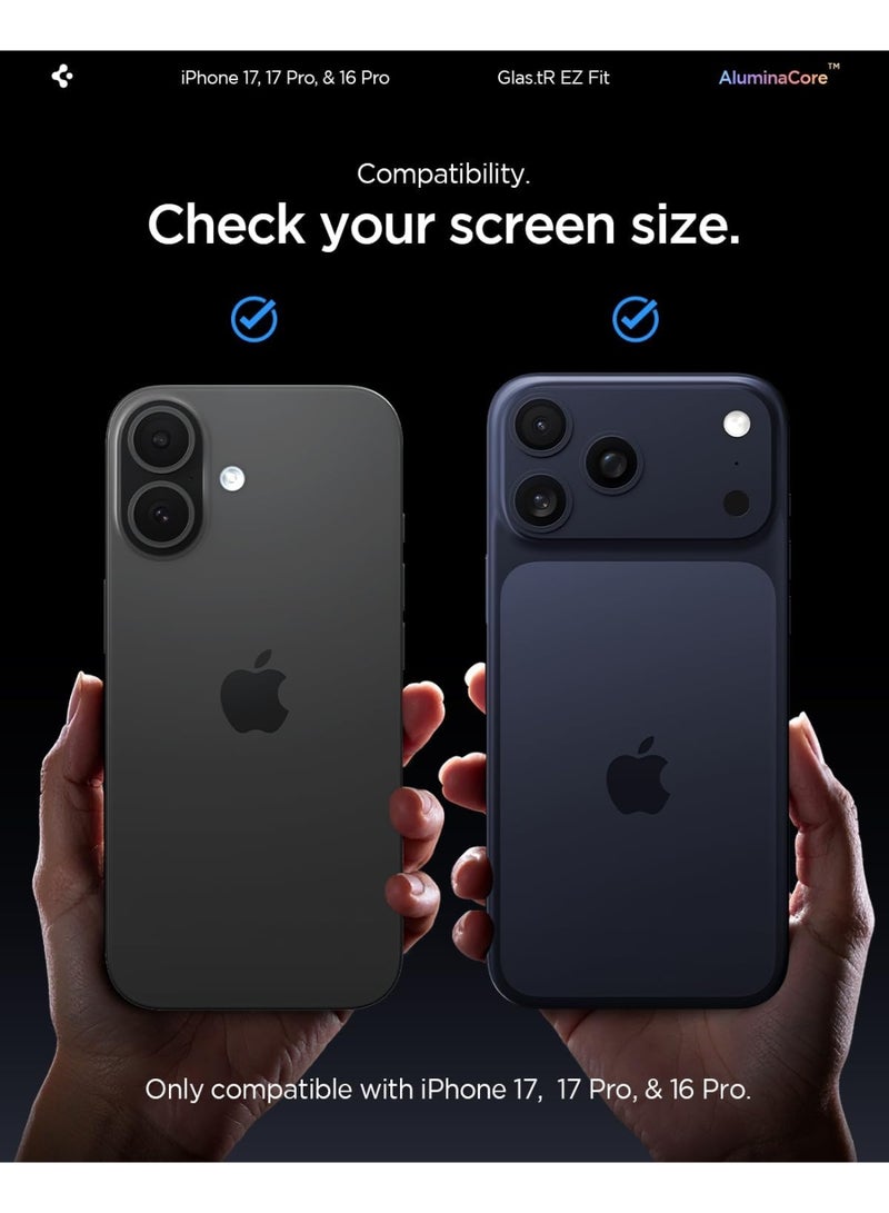 Spigen GLAStR EZ FIT Tempered Glass iPhone 17 PRO / 17 / 16 PRO Screen Protector - Case Friendly with Sensor Protection [2 PACK] - Image 2