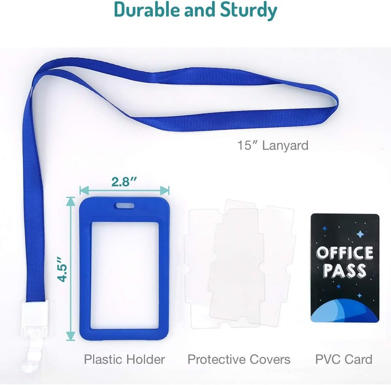 Fun-Plus Hall Pass Lanyards Unbreakable Plastic School Passes Set for Teachers and Classroom Supplies Including Hall Passes of Nurse, Restroom, Library, Office(6 Pack) - Image 2