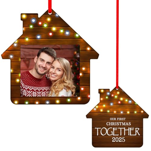 SICOHOME Our First Christmas Together Ornament 2025 - Personalized Photo Picture Frame Ornament, 1st Together Ornaments for Christmas Tree Decorations, Wedding for Couples - Image 1