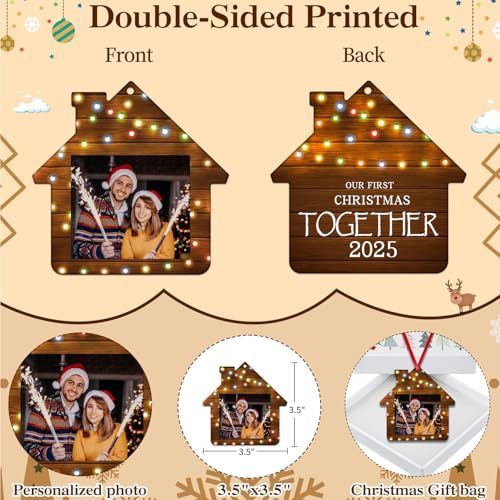 SICOHOME Our First Christmas Together Ornament 2025 - Personalized Photo Picture Frame Ornament, 1st Together Ornaments for Christmas Tree Decorations, Wedding for Couples - Image 3