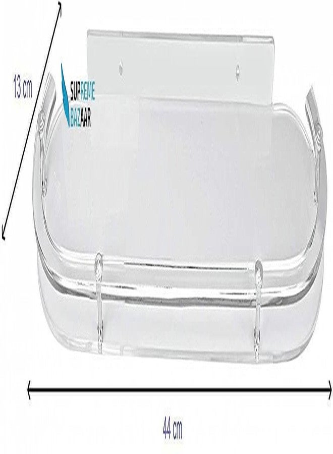 SELLZY 18inch Oval Transparent ABS Plastic Unbreakable Bathroom Shelf | Wall Mount Rack & Organizer for Kitchen & Bathroom | Durable, Rust-Free, Space-Saving Storage Shelf (Pack of 1) - Image 2