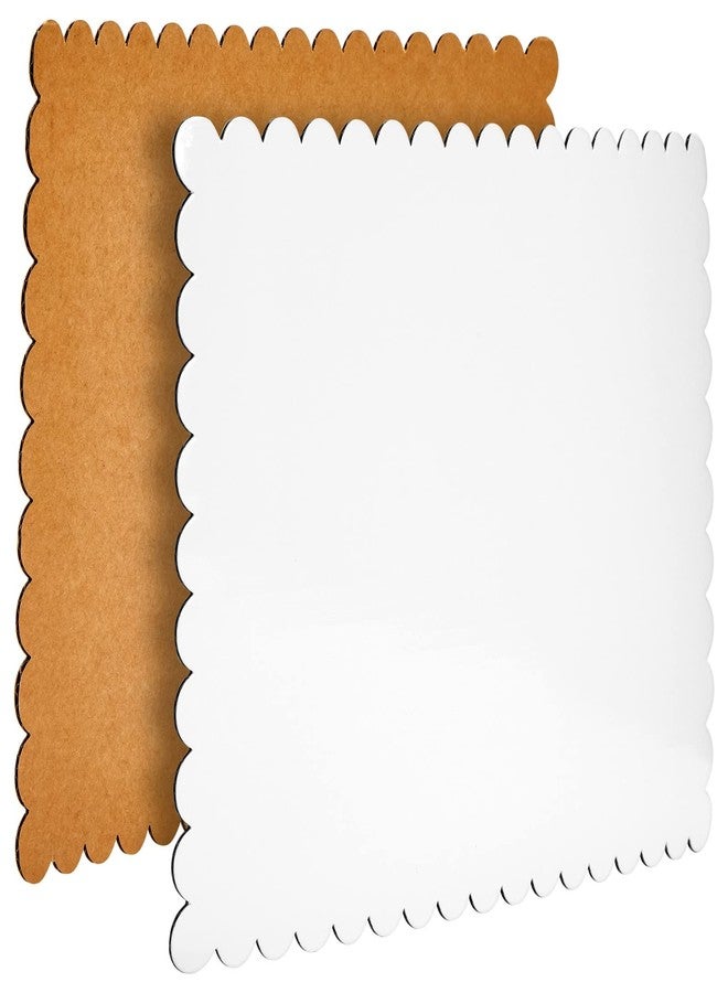 Sparkle and Bash Cake Board Rectangle - 14 x 10 In, White Foil, Pack of 25 - Scalloped Edge Sturdy Paper Base for Desserts & Cupcakes - Quarter Sheet Cake Boards - Image 3
