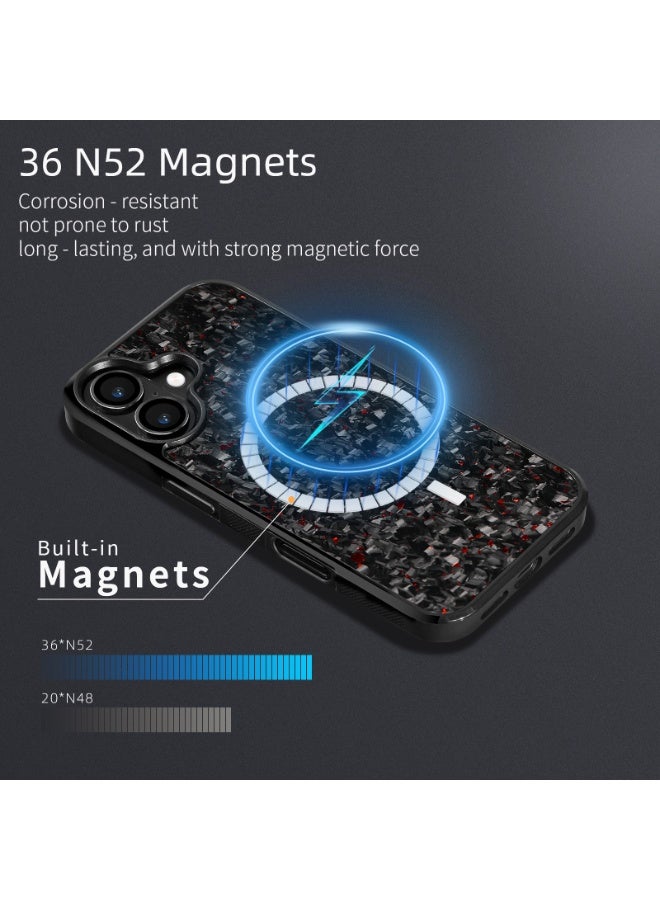 SOLARAE iPhone 17 Case  Shockproof Protective Cover with Black Carbon Fiber & Green Shimmer Design, Slim Fit Anti-Scratch Back Cover (Green) - Image 4