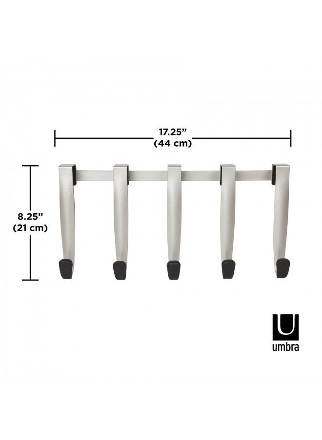 UMBRA أومبرا شنوك ستيل متعدد الخطافات فوق الباب، 5 خطافات، نيكل/أسود - Image 4
