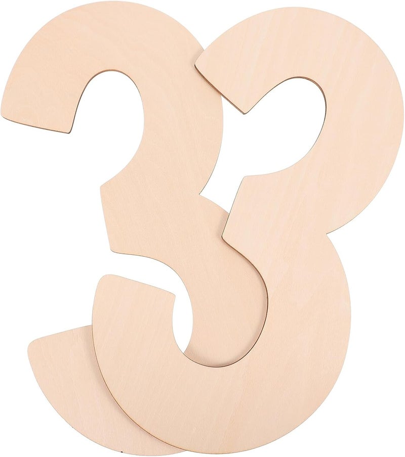 Beavorty 2pcs Large Unfinished Wood Number Signs for Home Decor and Party Hanging, Natural Wood Color Blank Wooden Craft Boards for Wedding Wall Decoration - Image 1
