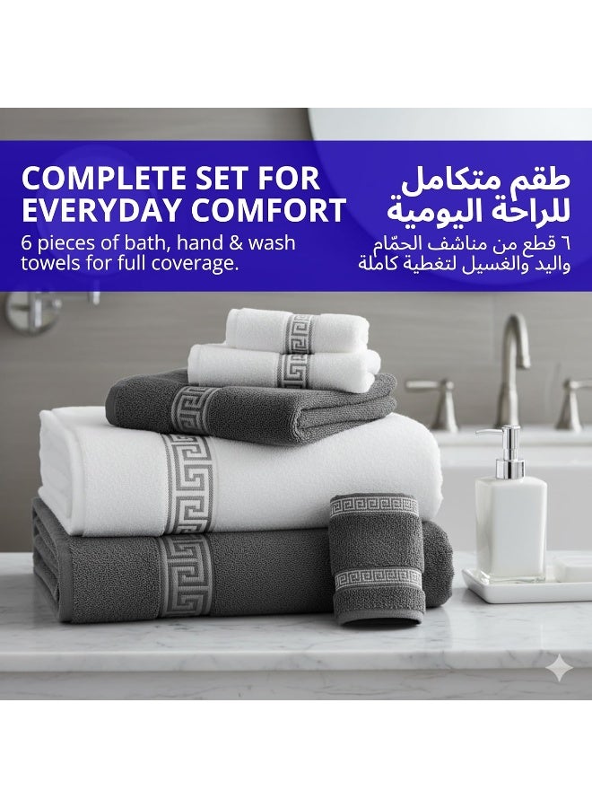 Home Dwell Premium Hand Towels Set - Set of 6 - 100% Cotton, Bathroom Hand Towel Set, Hotel & Spa Quality Hand Terry Towels for Bathroom, Highly Absorbent and Super Soft Bathroom Towels - Image 3