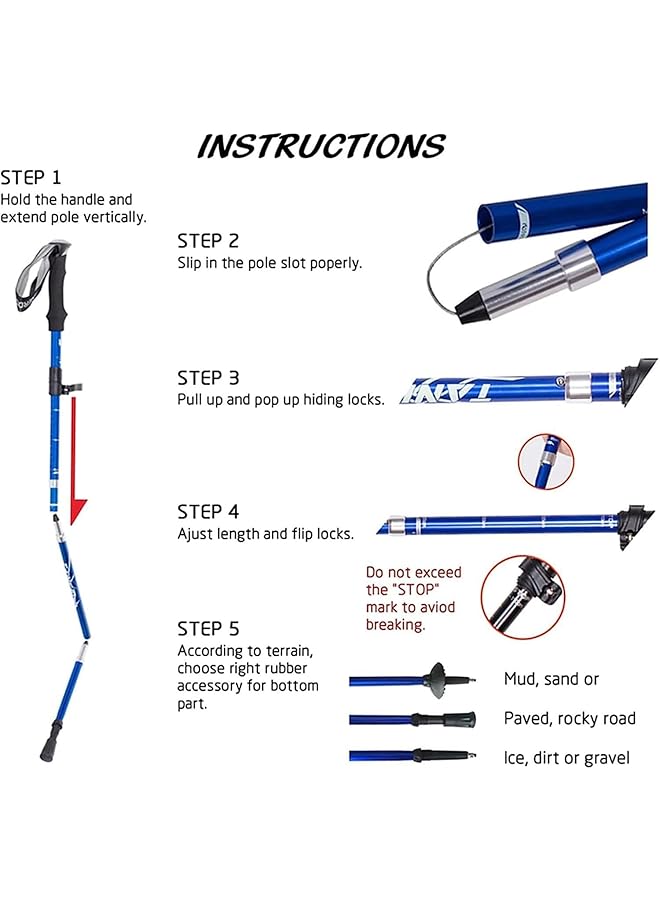 X spring Trekking Poles Collapsible Trekking Poles Trekking Poles For Hiking Hiking Sticks For Trekking Or Walking Lightweight Aluminum Sticks For Men Women Seniors Children And Camping Gear - Image 4